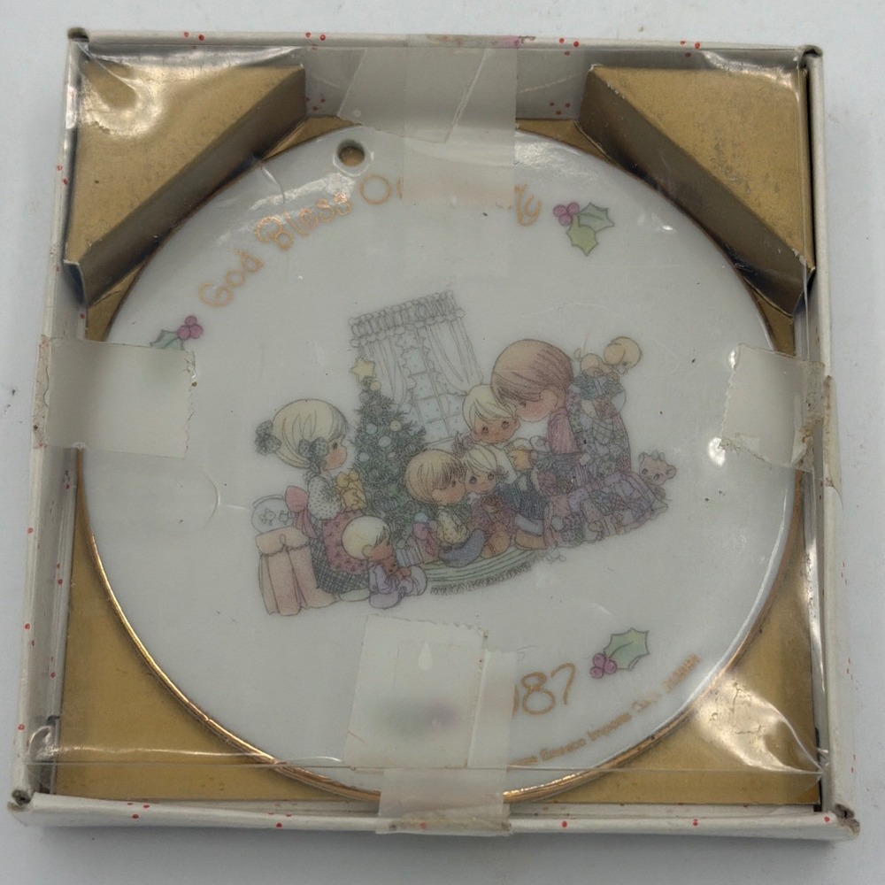 Precious Moments God Bless Our Family 1987 Christmas Ornament Enesco Vintage
